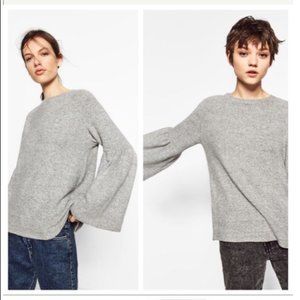 Zara Trafaluc | Gray Bell Sleeve Sweater